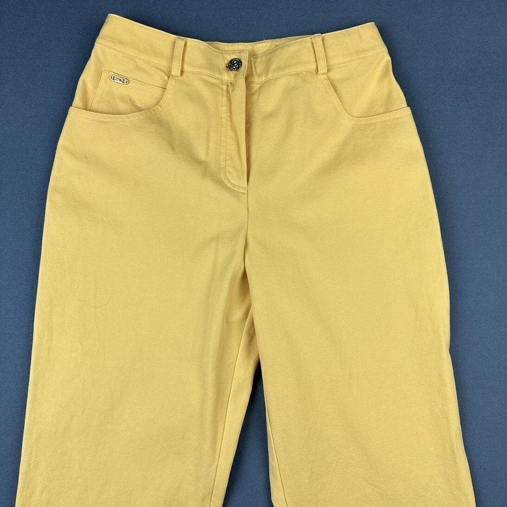 St John Sport Jeans Pants Womens 2 Yellow High Rise Flared Leg Stretch Boho* - Picture 2 of 16